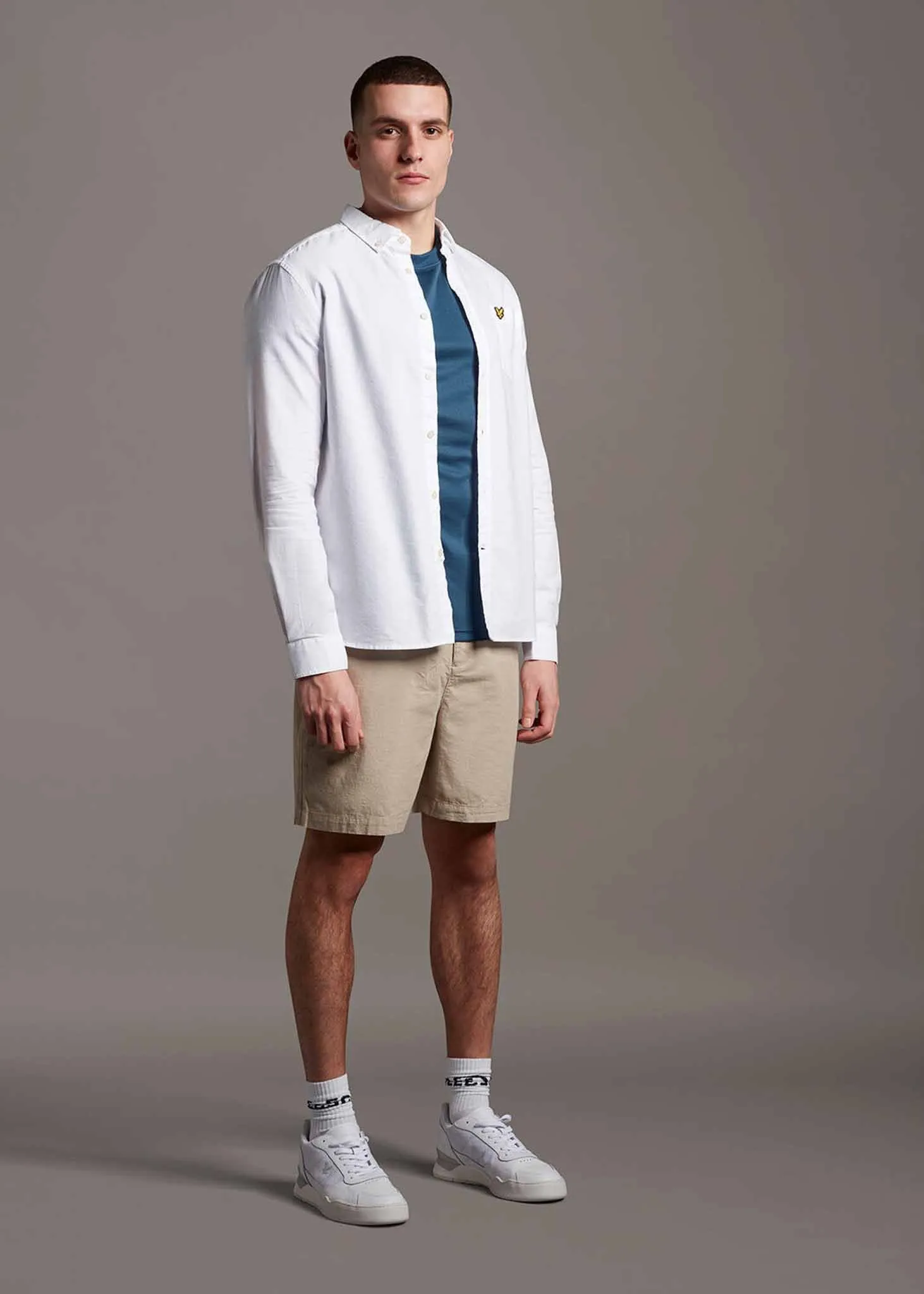 Light weight oxford shirt ss - white