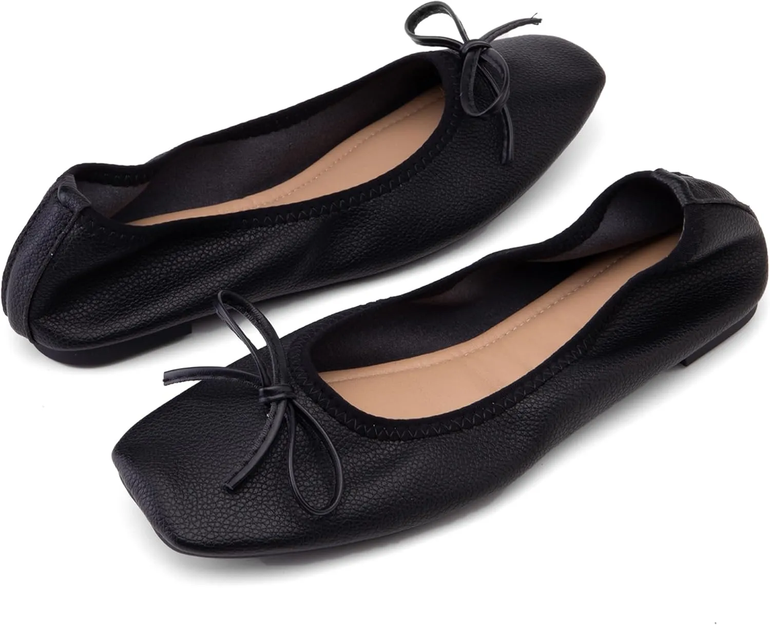 Lovely Bows Square Toe Slip On Women Court Shoes