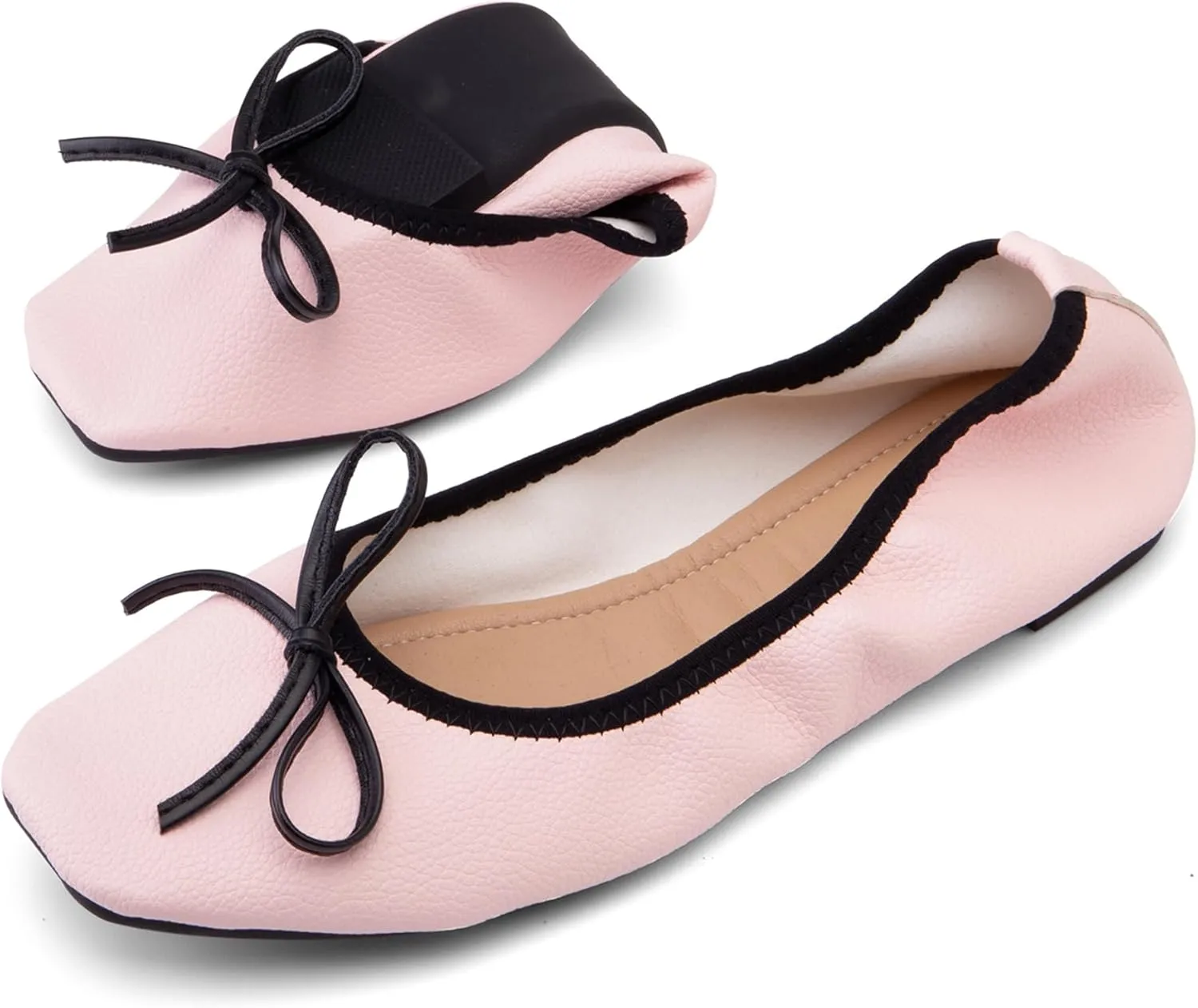 Lovely Bows Square Toe Slip On Women Court Shoes