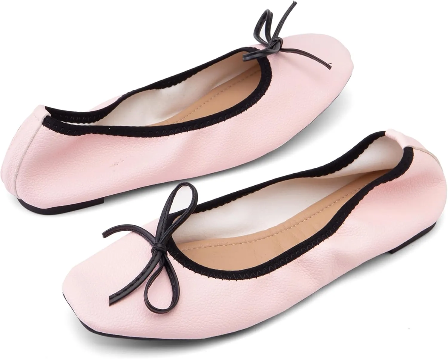 Lovely Bows Square Toe Slip On Women Court Shoes