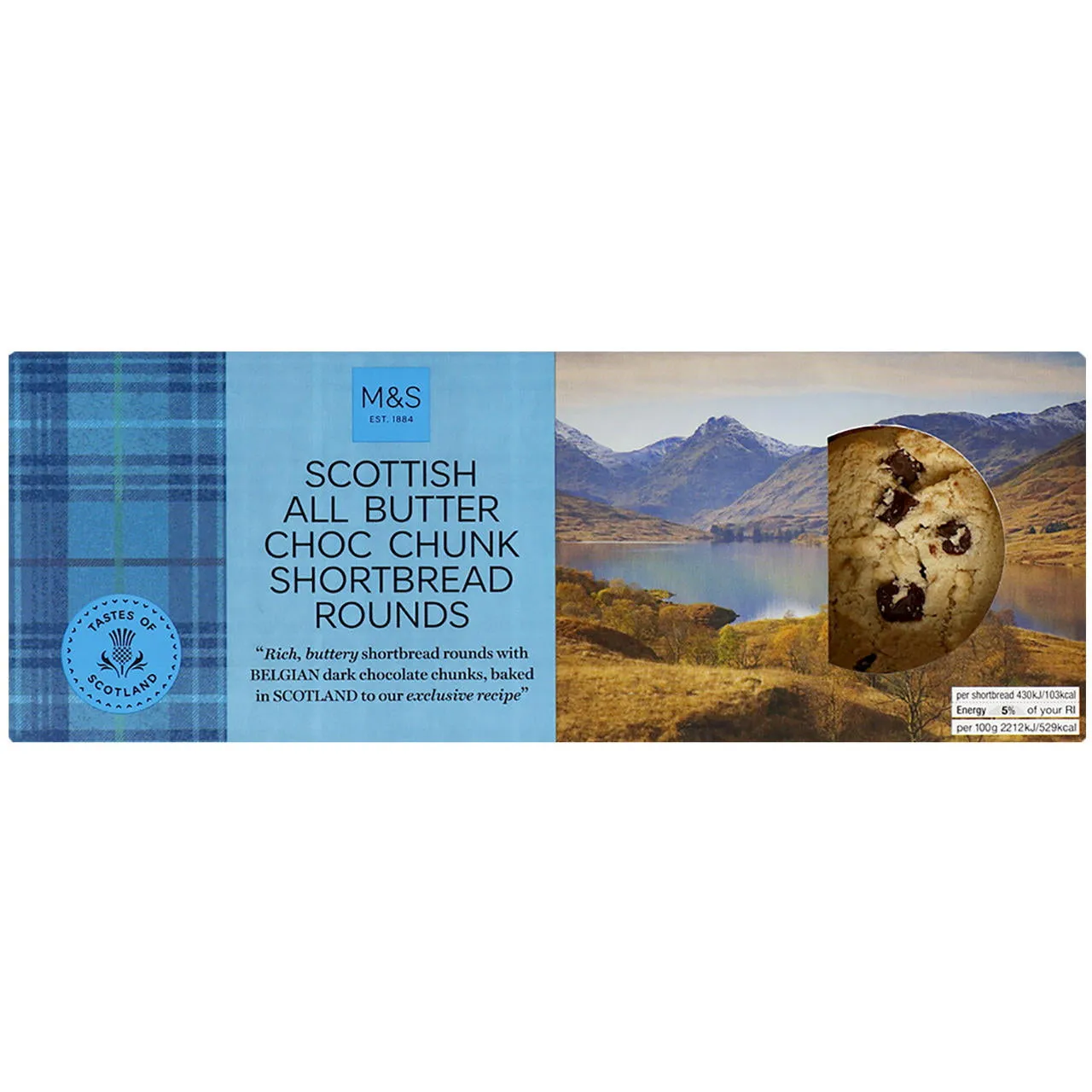 M&S Food All Butter Scottish Shortbread Chocolate Chunk Rounds 175g