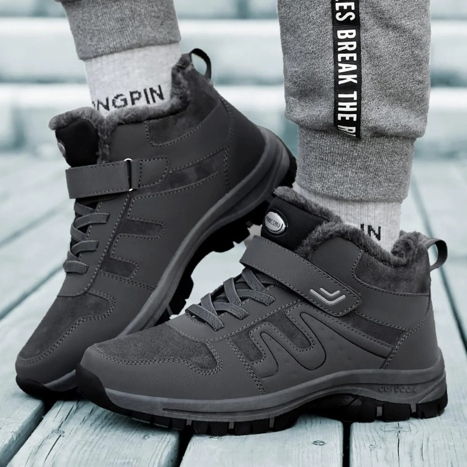 Men Work Boots Non Steel Toe Hiking Sneakers Warm Ankle Womens Safety Toe Shoes Wide Width Platform Sneakers Lightweight Safety Hike Grounded Footwear