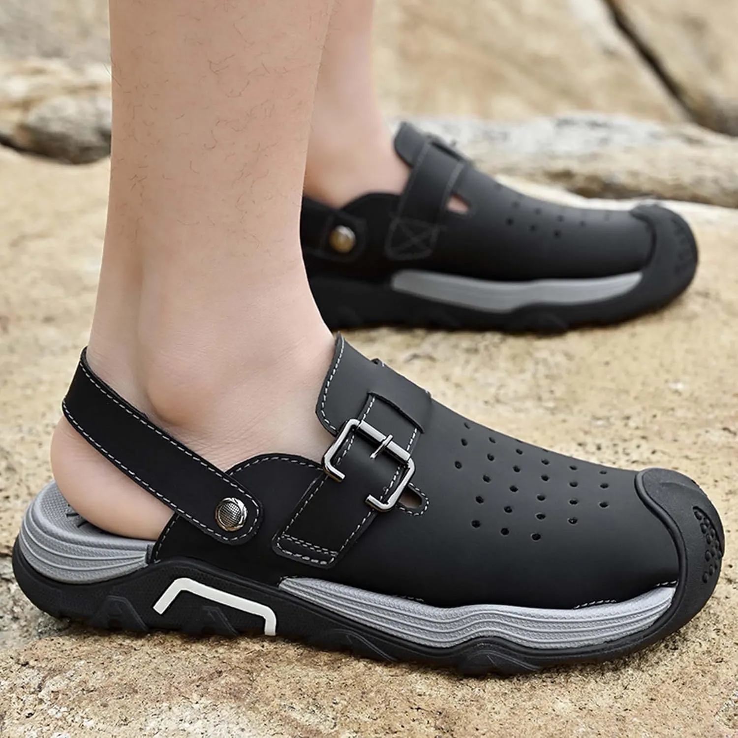 Men's Fashion Sports Sandals Adjustable Heel Slippers Slippers Outdoor Fisherman Pool Beach Shoes Outdoor Hiking Climbing Camping Shoes