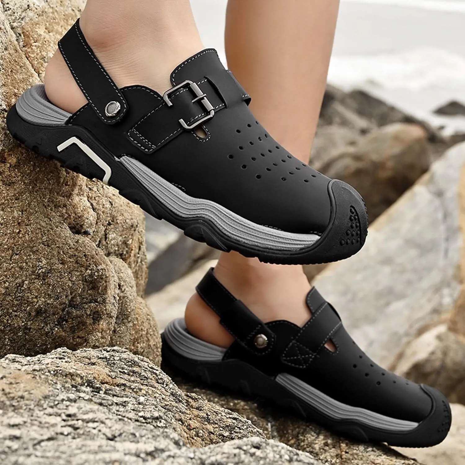 Men's Fashion Sports Sandals Adjustable Heel Slippers Slippers Outdoor Fisherman Pool Beach Shoes Outdoor Hiking Climbing Camping Shoes