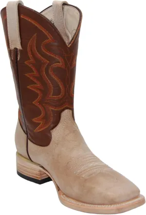 Men's Genuine Leather Western Boot Square Toe Cowboy Boot