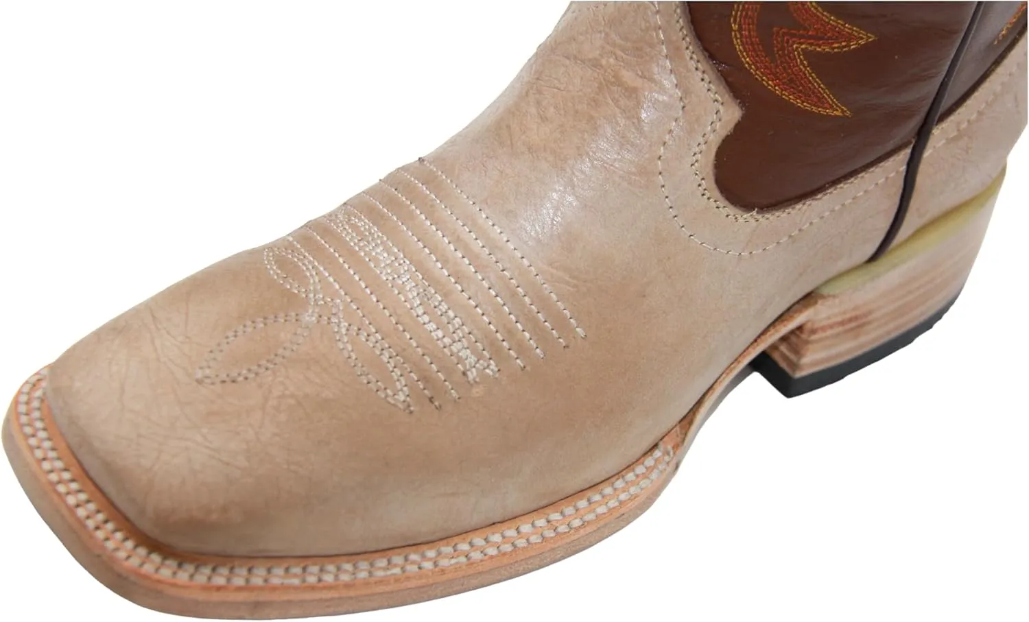 Men's Genuine Leather Western Boot Square Toe Cowboy Boot