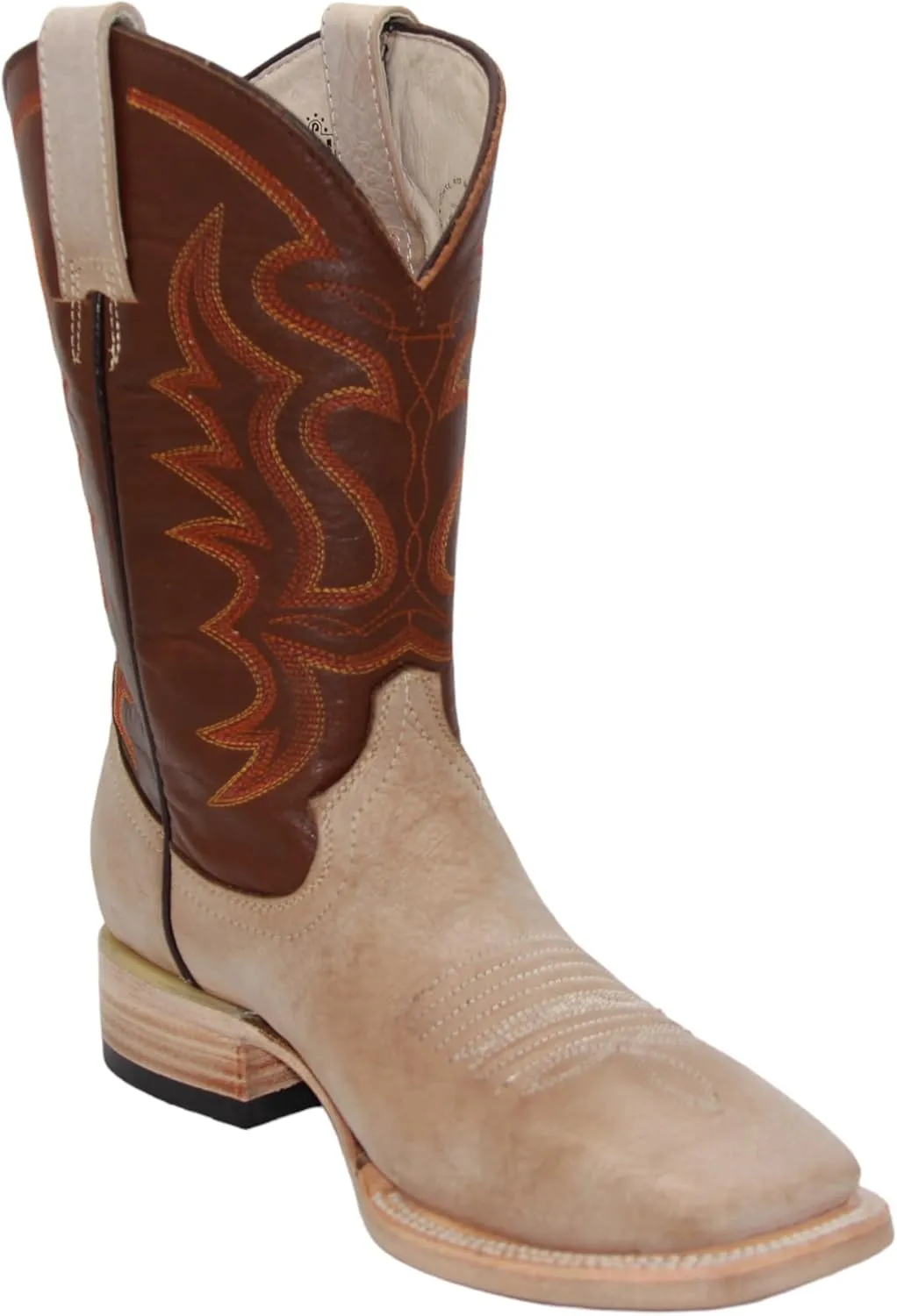 Men's Genuine Leather Western Boot Square Toe Cowboy Boot