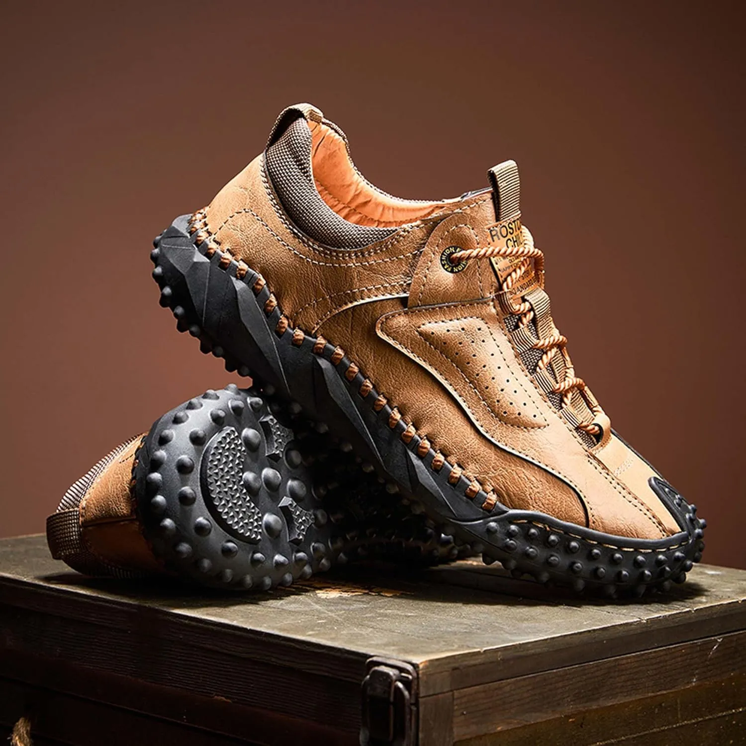 Men's Hiking Climbing Shoes Retro Thick Bottom Casual Walking Non-Slip Waterproof Outdoor Cross-Country Adventure Backpacking Travel Shoes