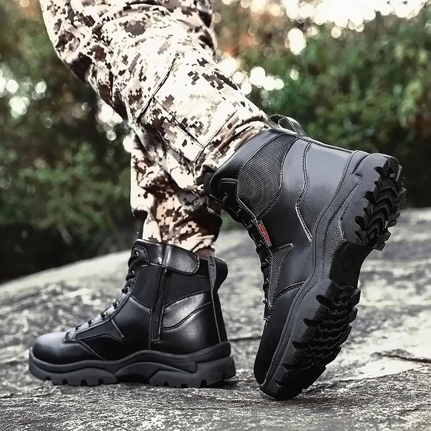 Men's Lace Up Breathable High Top Boots Waterproof Tactical Boots Military Army Outdoor Shoes For Hiking Climbing