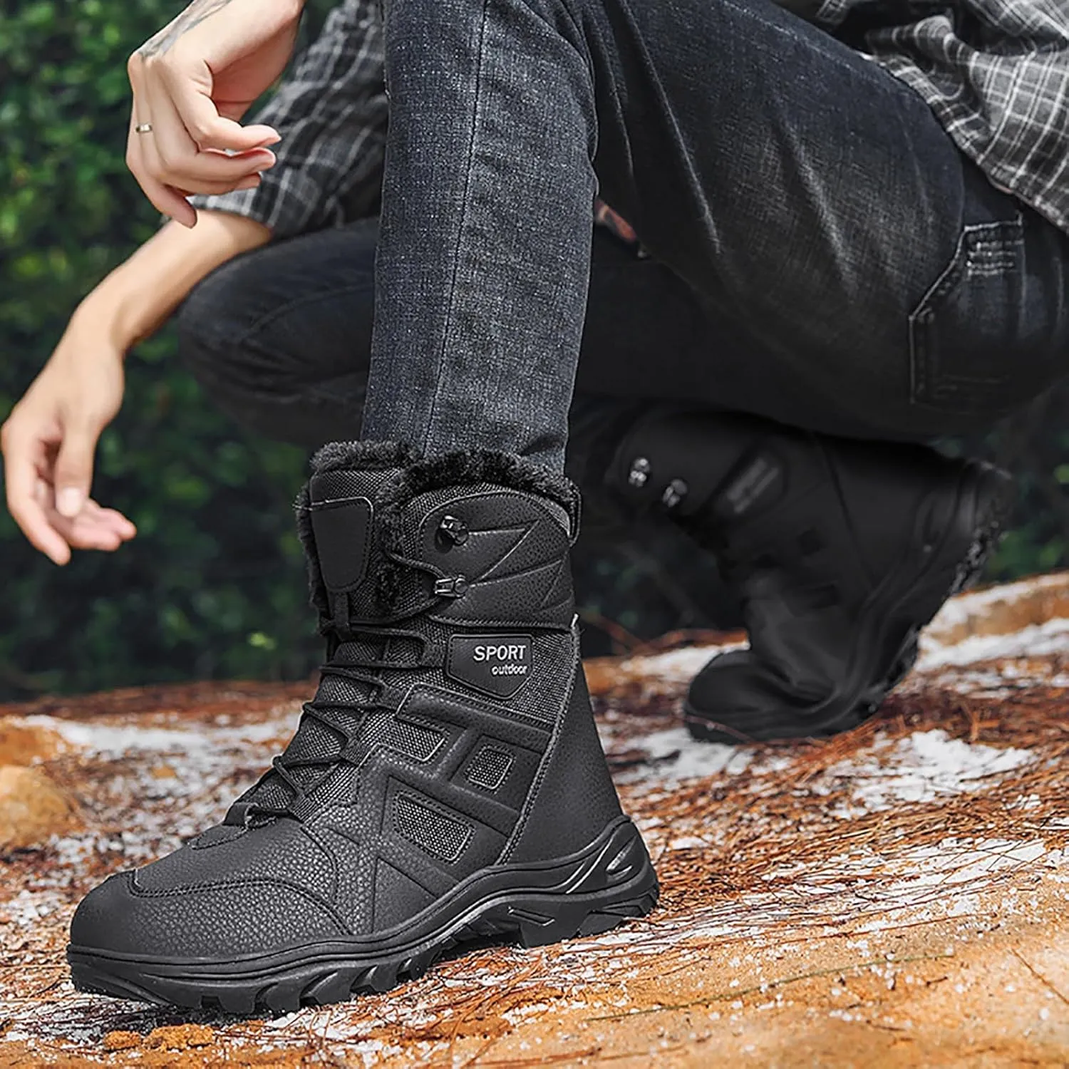 Men's Lace Up Breathable High Top Boots Waterproof Tactical Boots Military Army Outdoor Shoes For Hiking Climbing