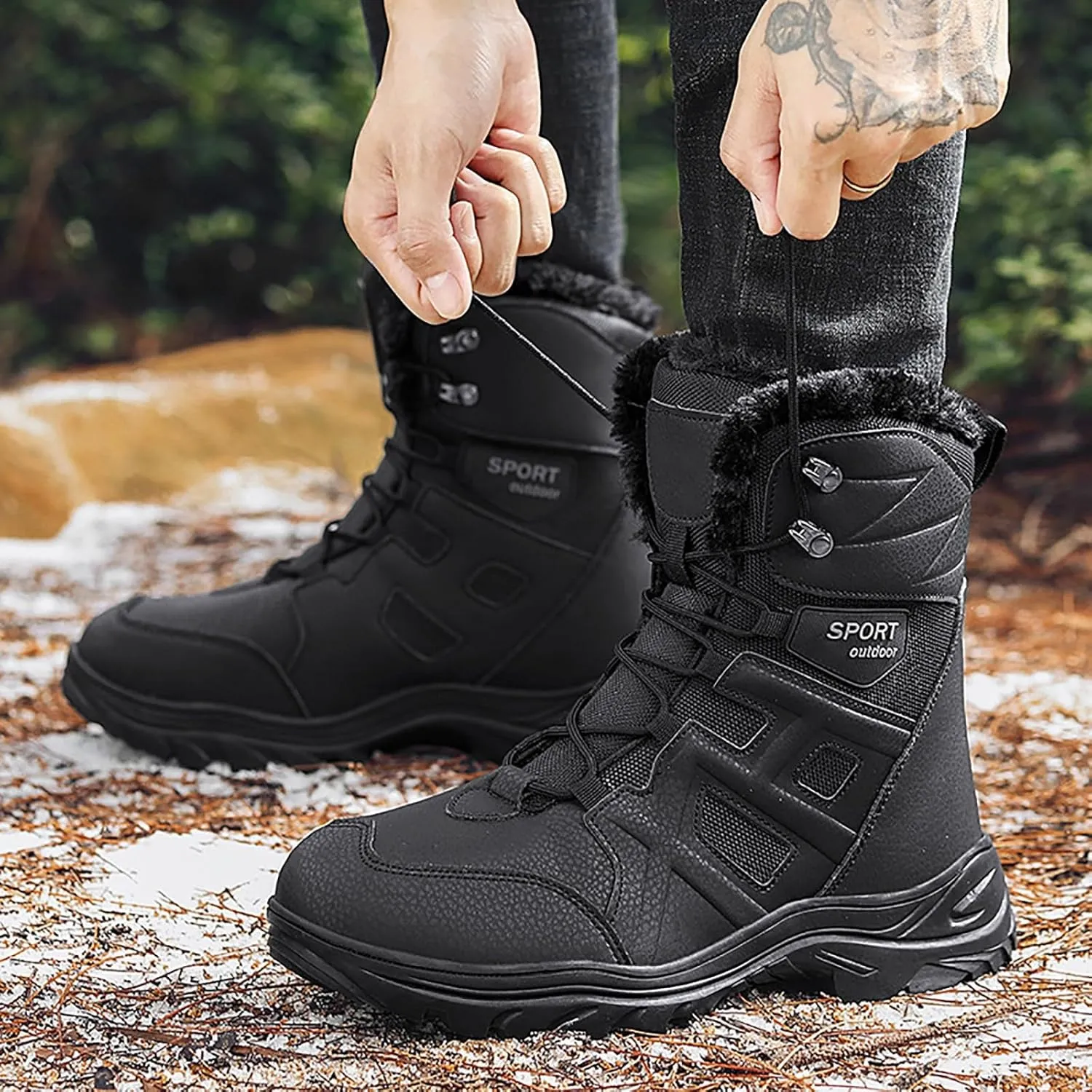 Men's Lace Up Breathable High Top Boots Waterproof Tactical Boots Military Army Outdoor Shoes For Hiking Climbing