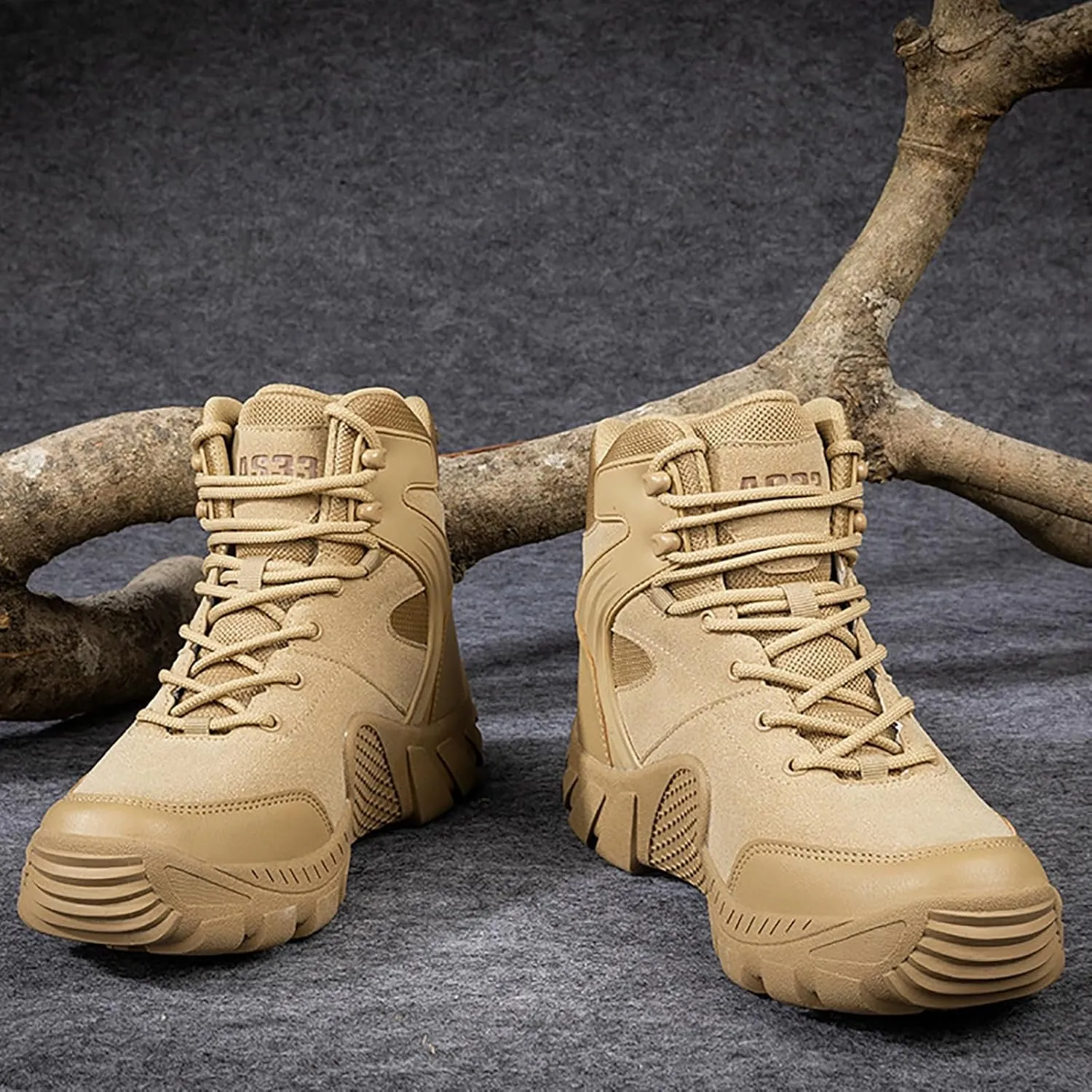 Men's Lace Up Breathable High Top Boots Waterproof Tactical Boots Military Army Outdoor Shoes For Hiking Climbing