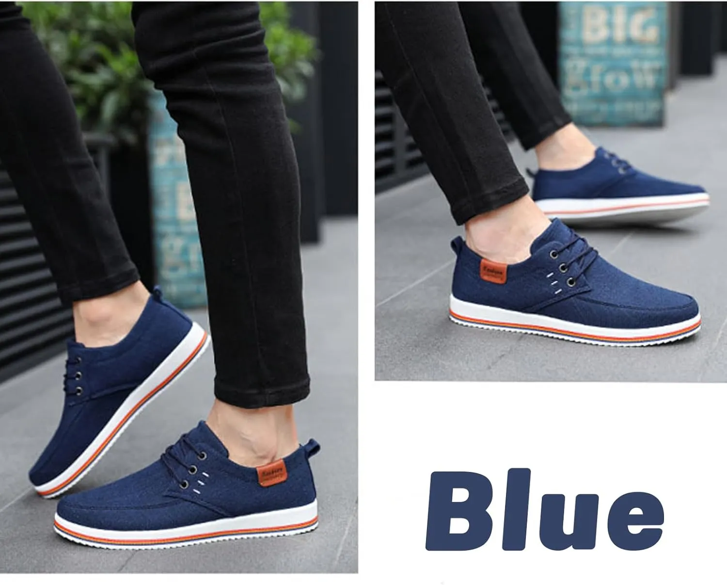 Men's Lace Up Canvas Slip-On Casual Loafers, with Arch Support Comfy Lightweight Orthopedic Non-Slip Walking Shoes for Working Traveling Breathable Driving Shoes