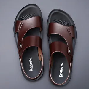 Men’s Leather Sandals with Ankle Strap
