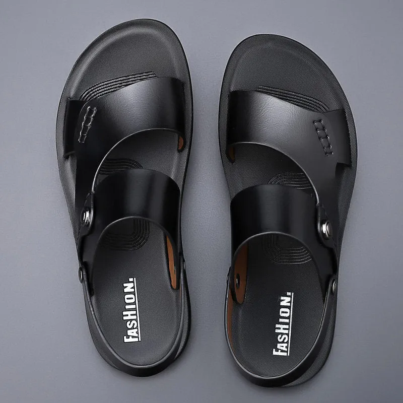 Men’s Leather Sandals with Ankle Strap