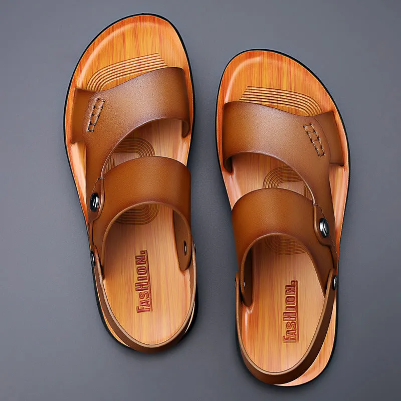 Men’s Leather Sandals with Ankle Strap