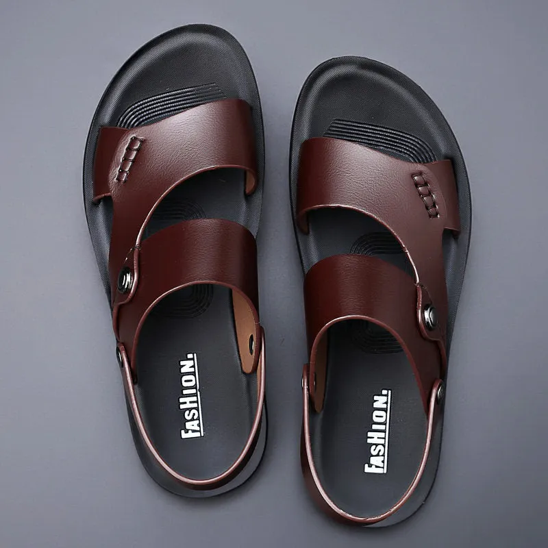 Men’s Leather Sandals with Ankle Strap