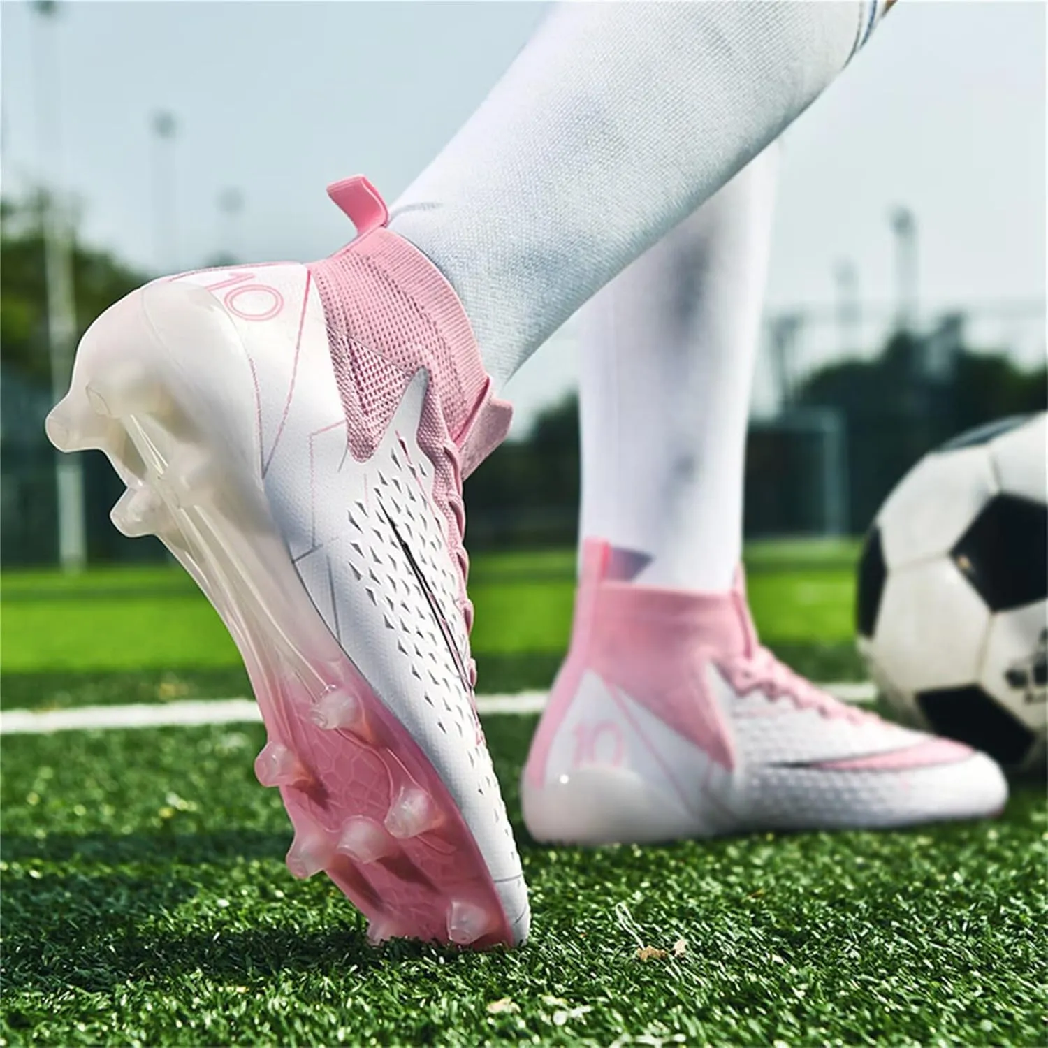 Mens Soccer Cleats Womens Football Shoes High Tops Non Slip Spikes Indoor Outdoor Youth Baseball Lacrosse Sneaker