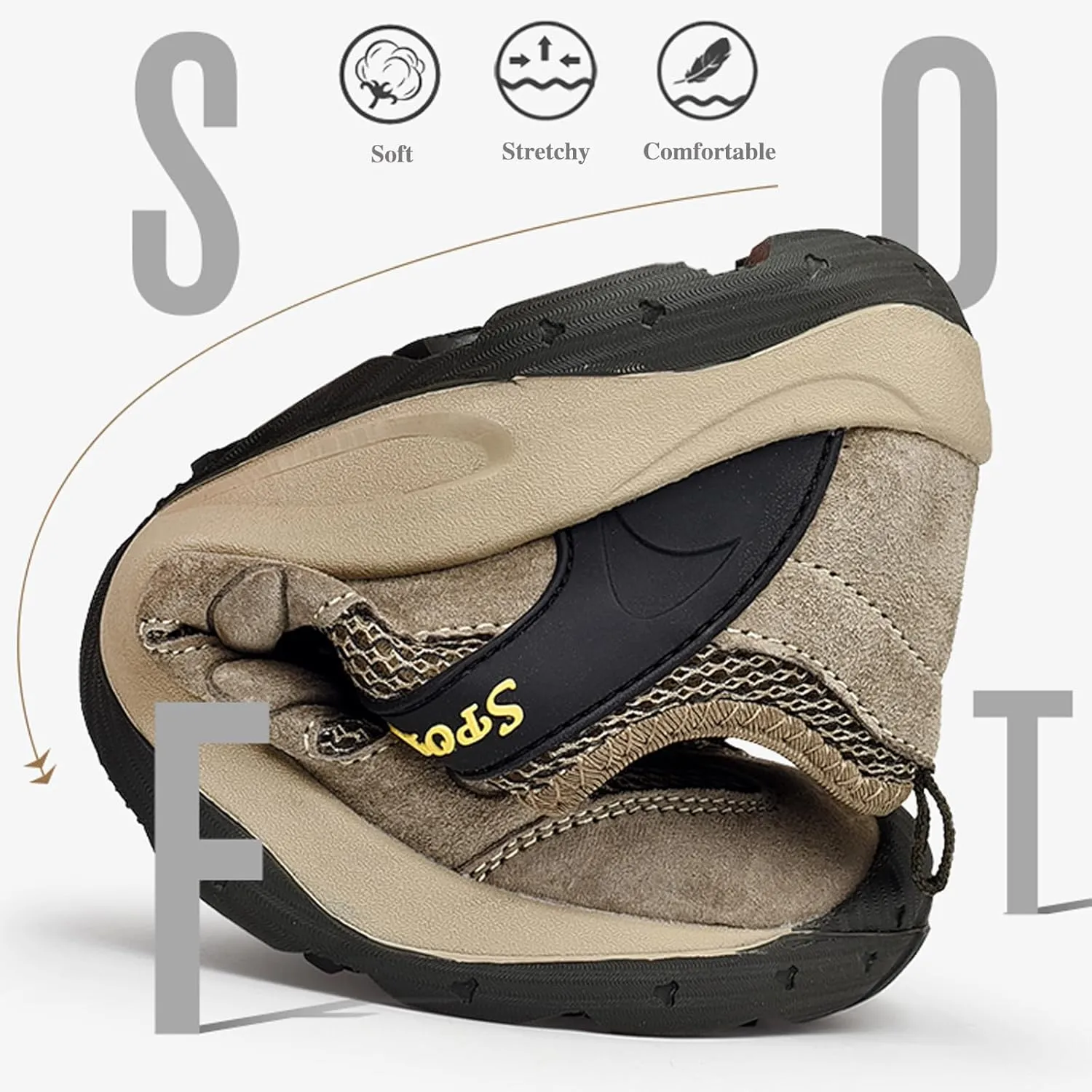 Men's Waterproof Sports Hiking Shoes Comfortable Non-Slip Casual Trekking Trail Shoe Lightweight Breathable Outdoor Platform Climbing Work Shoes