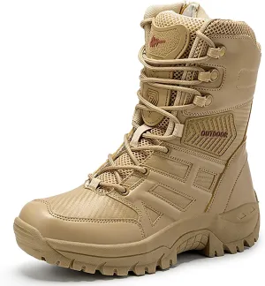 Men's Waterproof Tactical Boots Lace Up Breathable High Top Boots Military Army Outdoor Shoes For Hiking Climbing