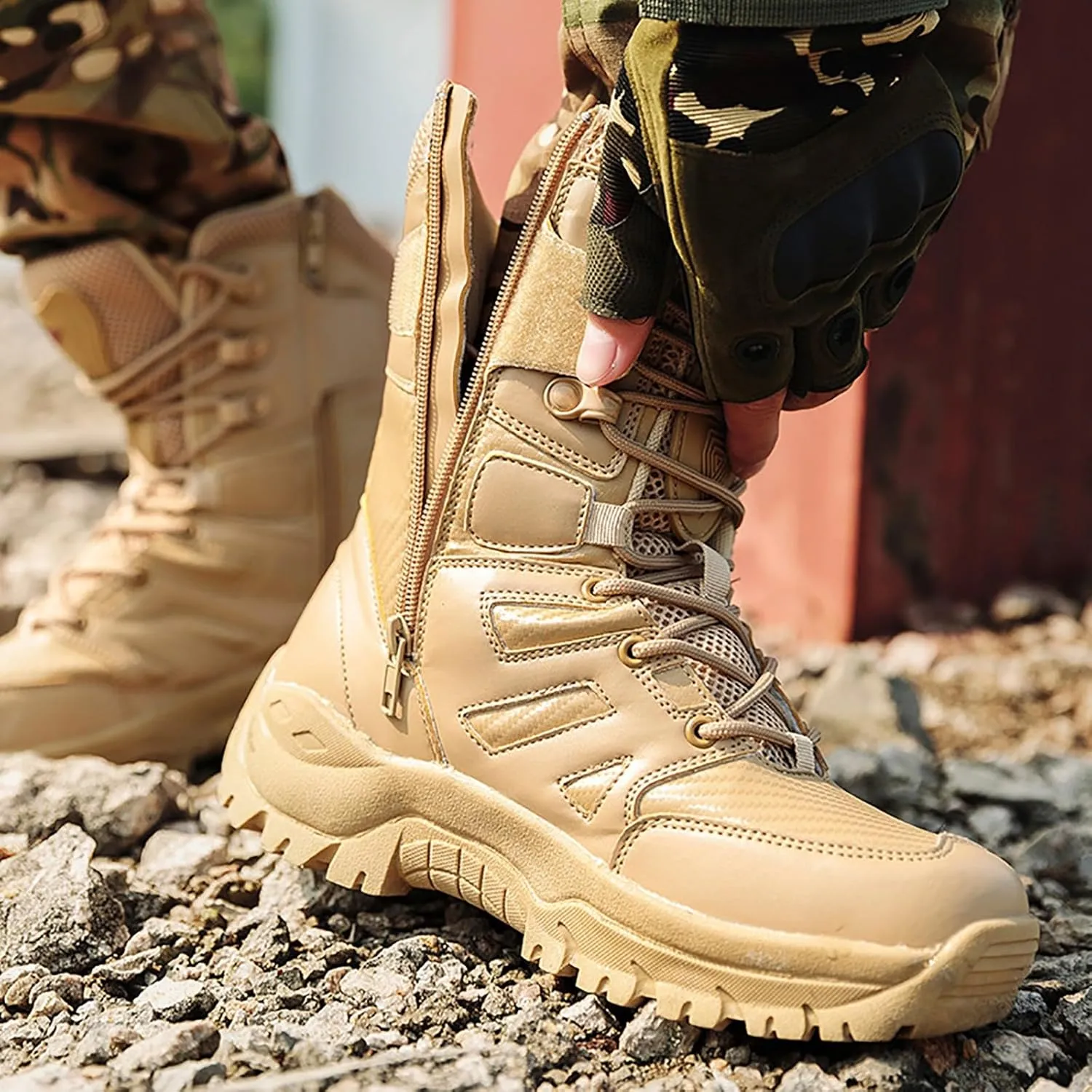 Men's Waterproof Tactical Boots Lace Up Breathable High Top Boots Military Army Outdoor Shoes For Hiking Climbing