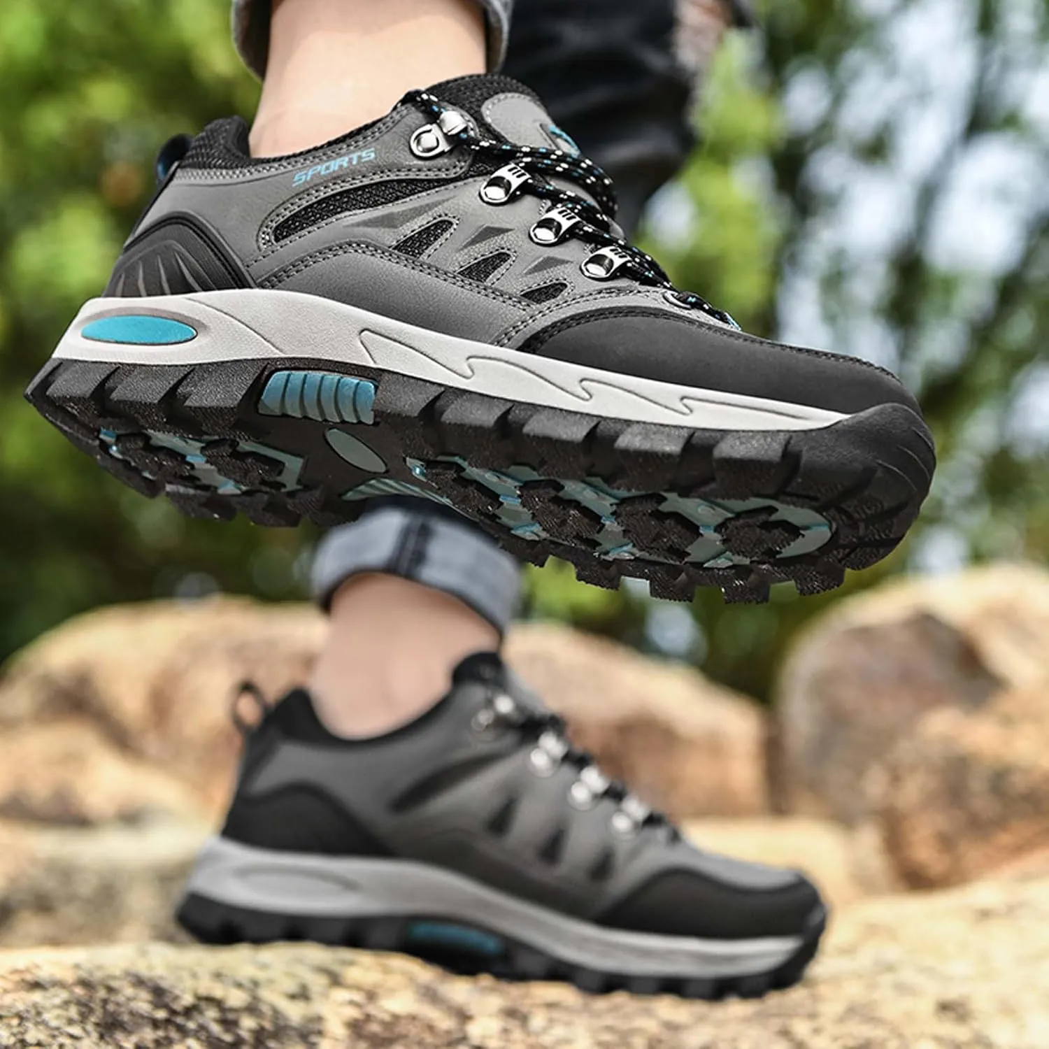 Men's Women's Waterproof Hiking Shoes Non-Slip Breathable Climbing Shoes Outdoor Sports Shoes Comfortable Lightweight Travel Camping Walking Shoes
