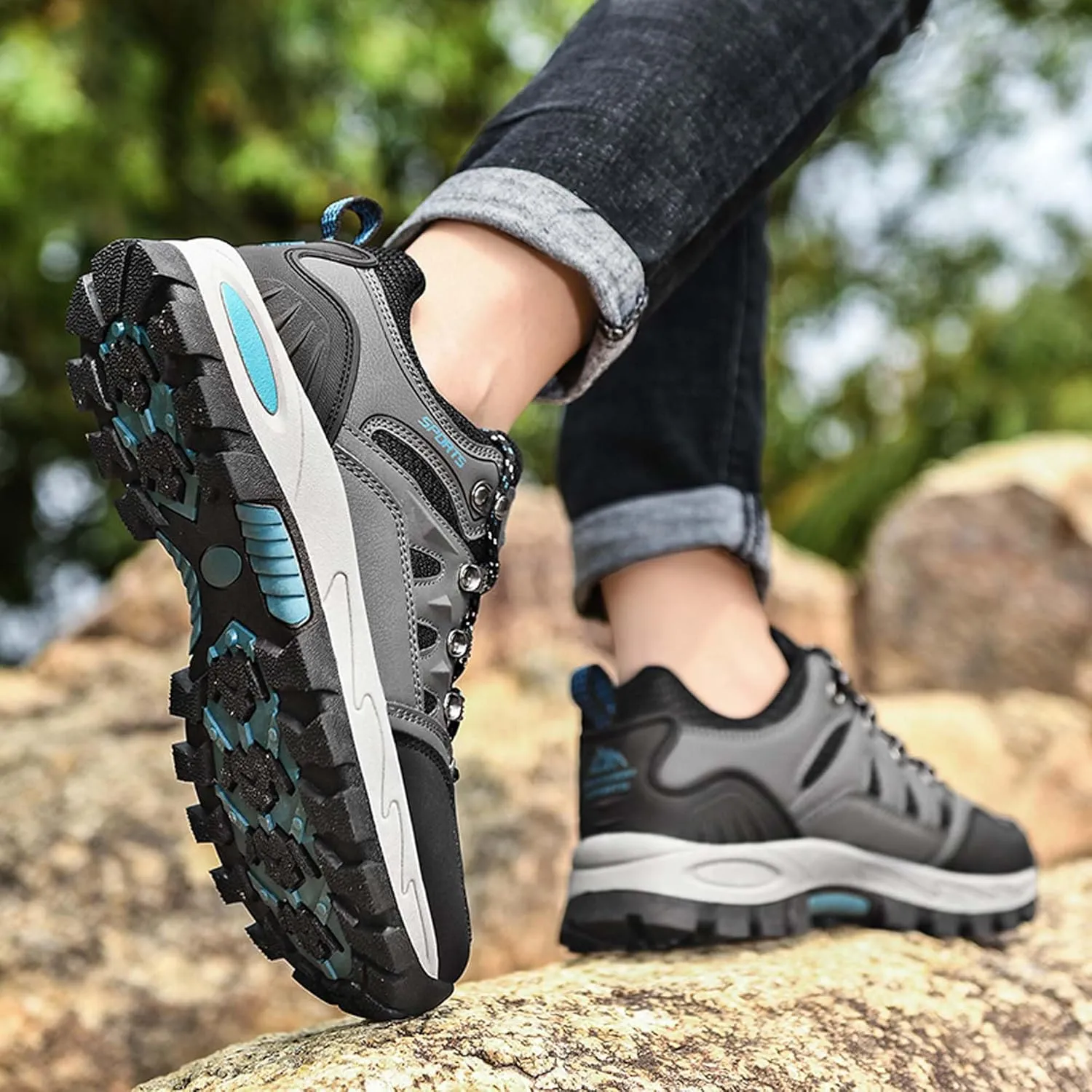 Men's Women's Waterproof Hiking Shoes Non-Slip Breathable Climbing Shoes Outdoor Sports Shoes Comfortable Lightweight Travel Camping Walking Shoes