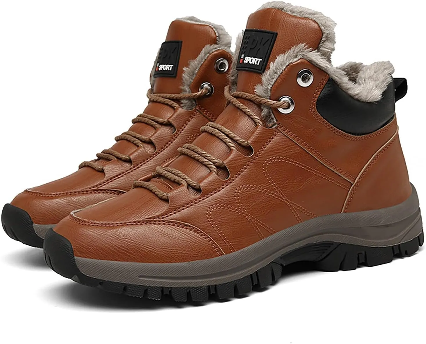 Mens Work Boots Composite Hiking Sneakers Shoes Warm Fur Lined Women Safety Shoes Nonslip Slip On Platform Shoes Lightweight Comfortable Hike Grounded Footwear