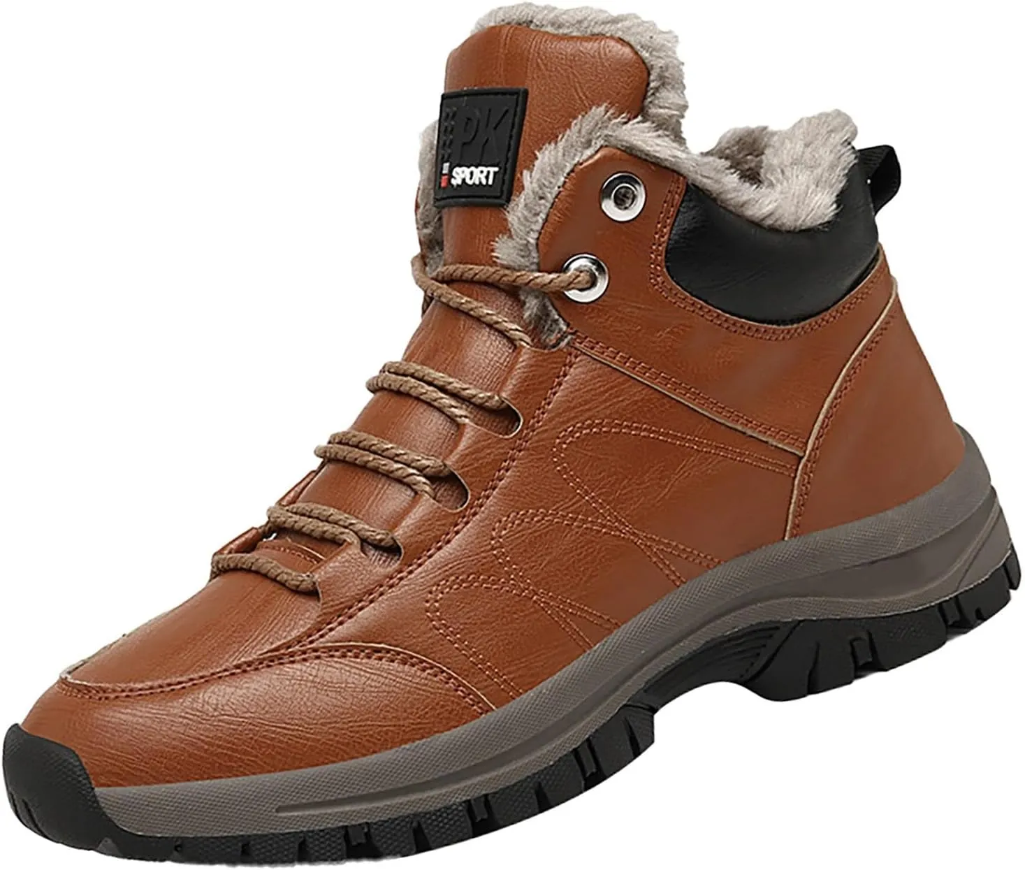 Mens Work Boots Composite Hiking Sneakers Shoes Warm Fur Lined Women Safety Shoes Nonslip Slip On Platform Shoes Lightweight Comfortable Hike Grounded Footwear