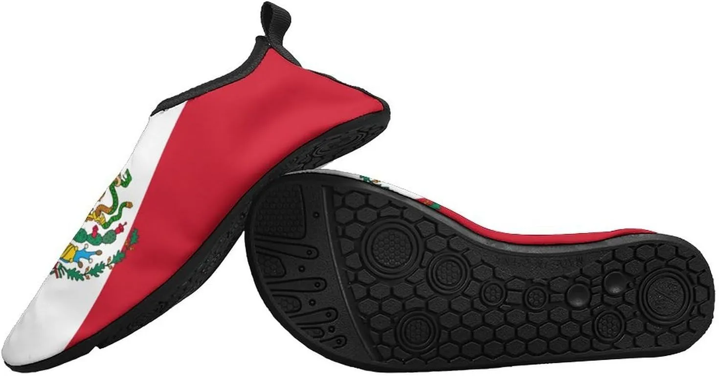 Mexico Flag Mexican Water Shoe Manwomen Quick Dry Water Sock Slip-on Leisure Beach Socks Lightweight Surf Shoes for Swim Surf Travel Non Slip Indoor Outdoor Walking