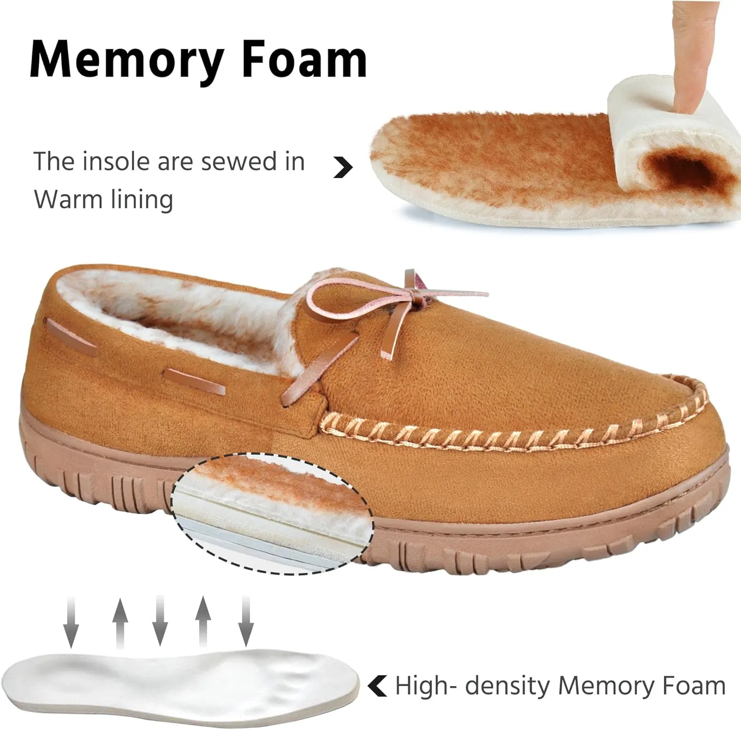 MIXIN Mens Slippers Indoor Outdoor Memory Foam House Shoes Anti-Slip Moccasins Slippers for Men