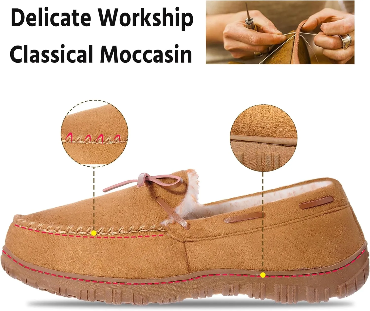 MIXIN Mens Slippers Indoor Outdoor Memory Foam House Shoes Anti-Slip Moccasins Slippers for Men