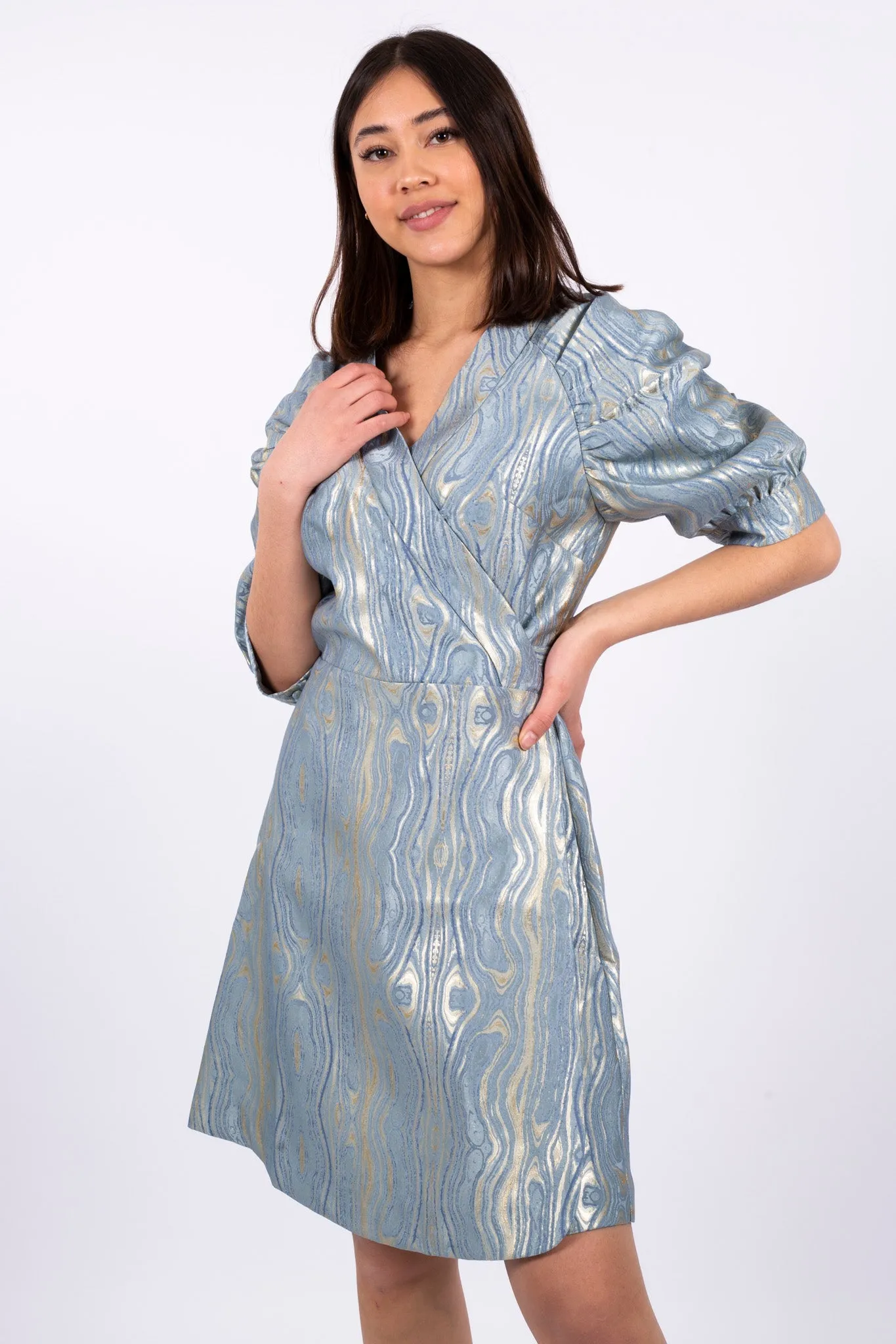 Moire Dress - Blue Fog