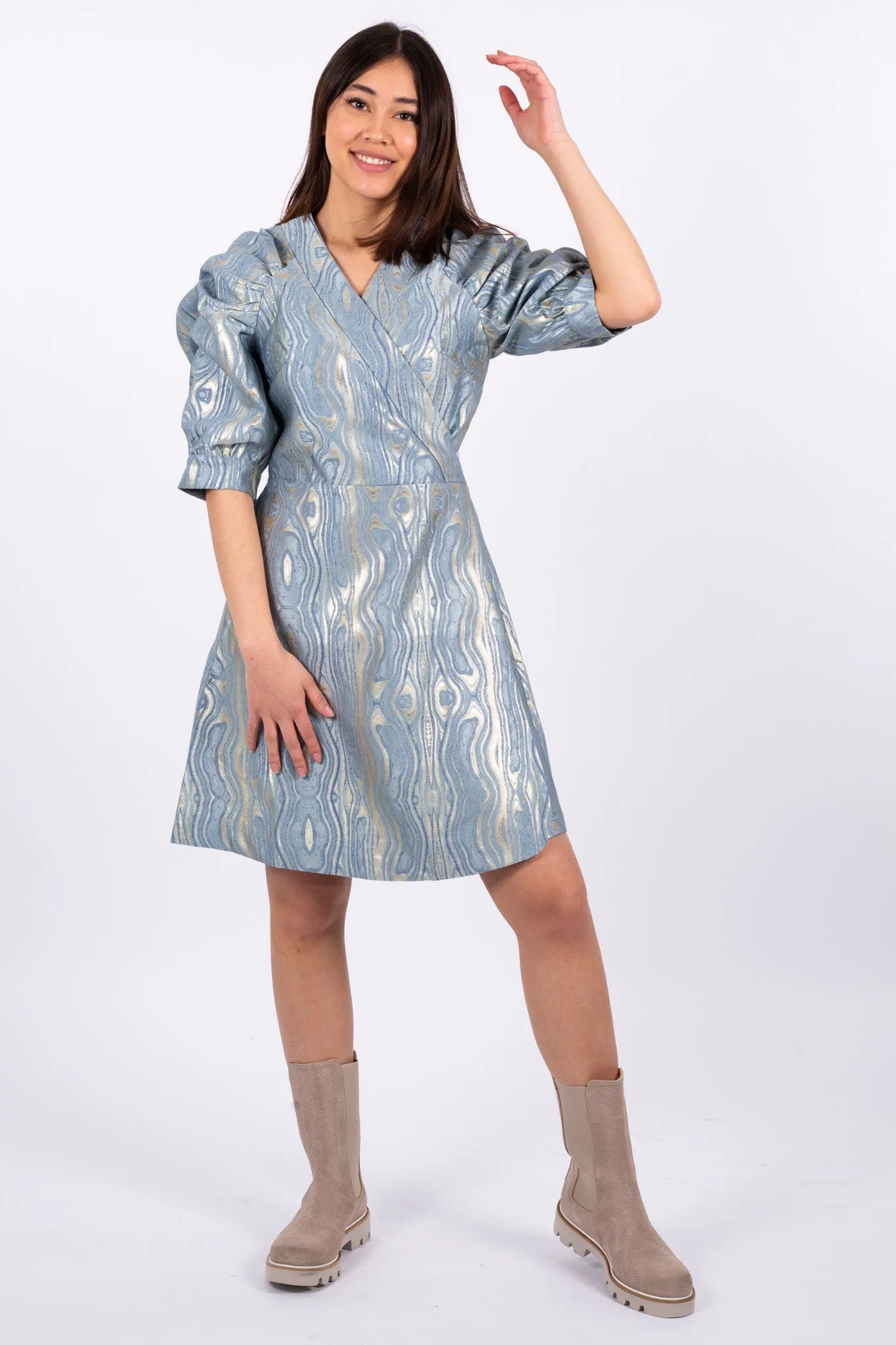 Moire Dress - Blue Fog