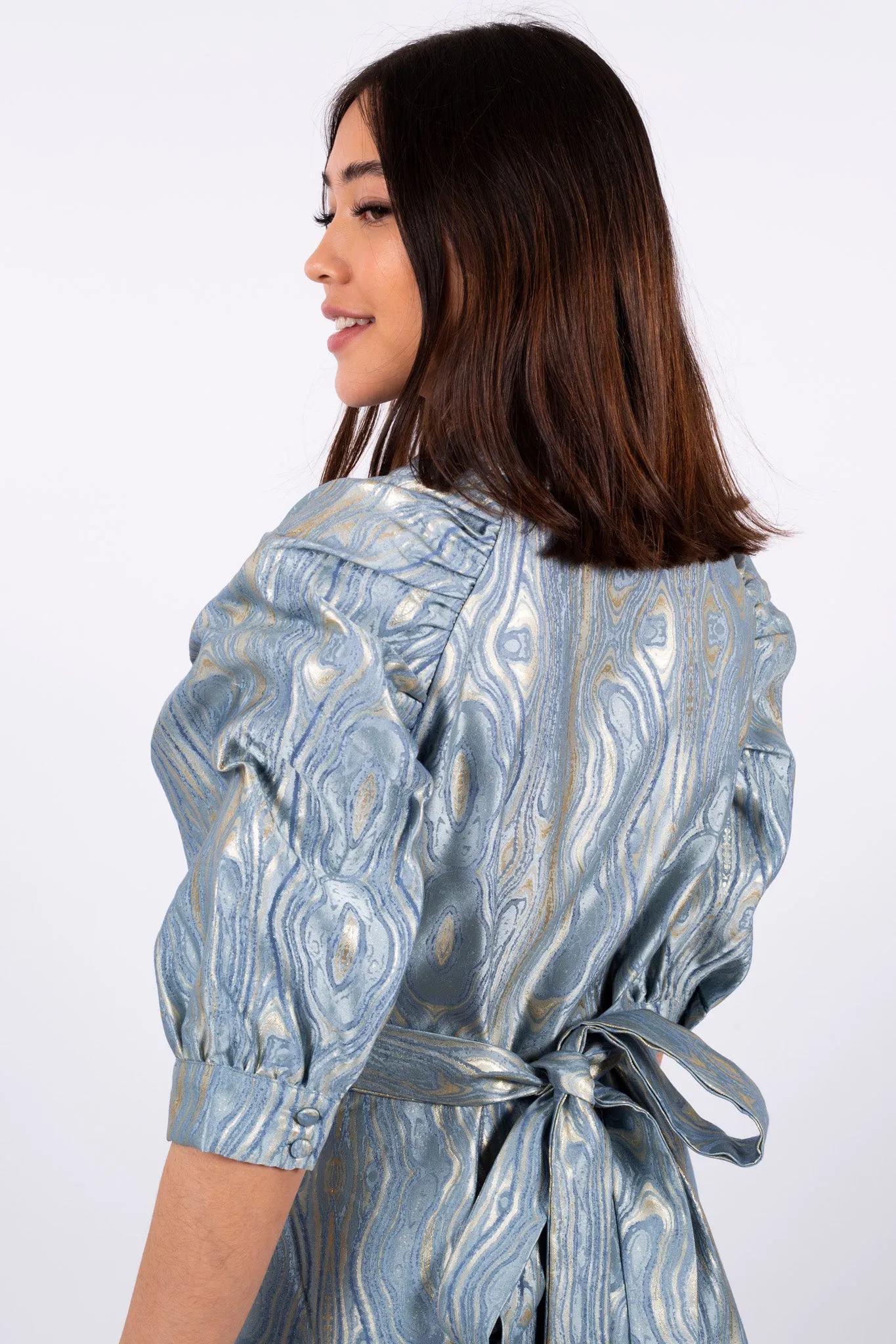 Moire Dress - Blue Fog