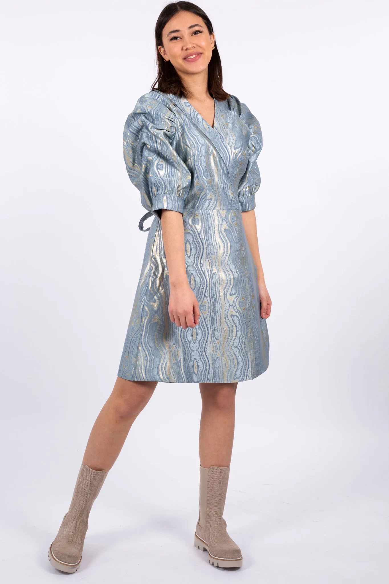 Moire Dress - Blue Fog