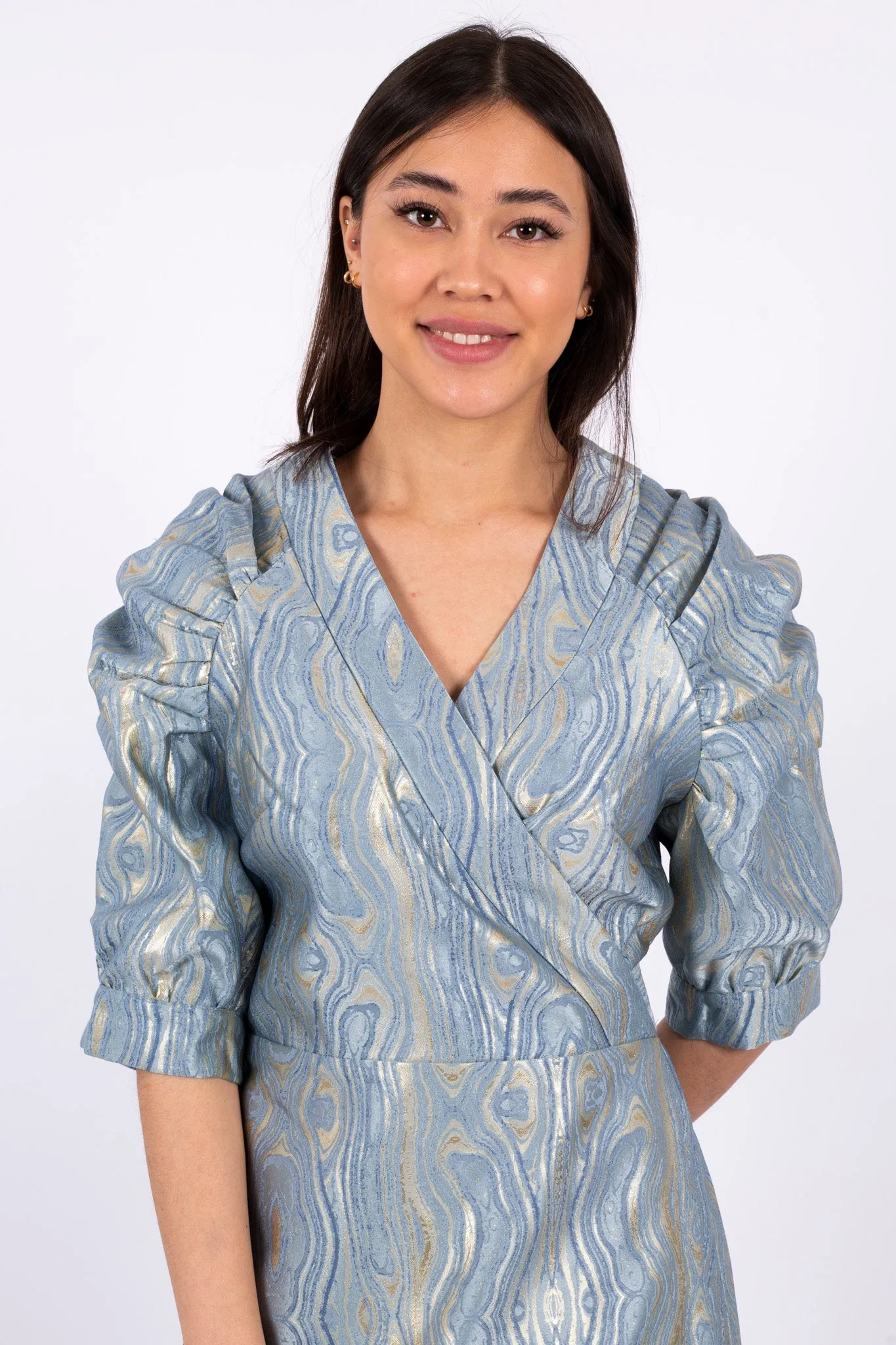 Moire Dress - Blue Fog