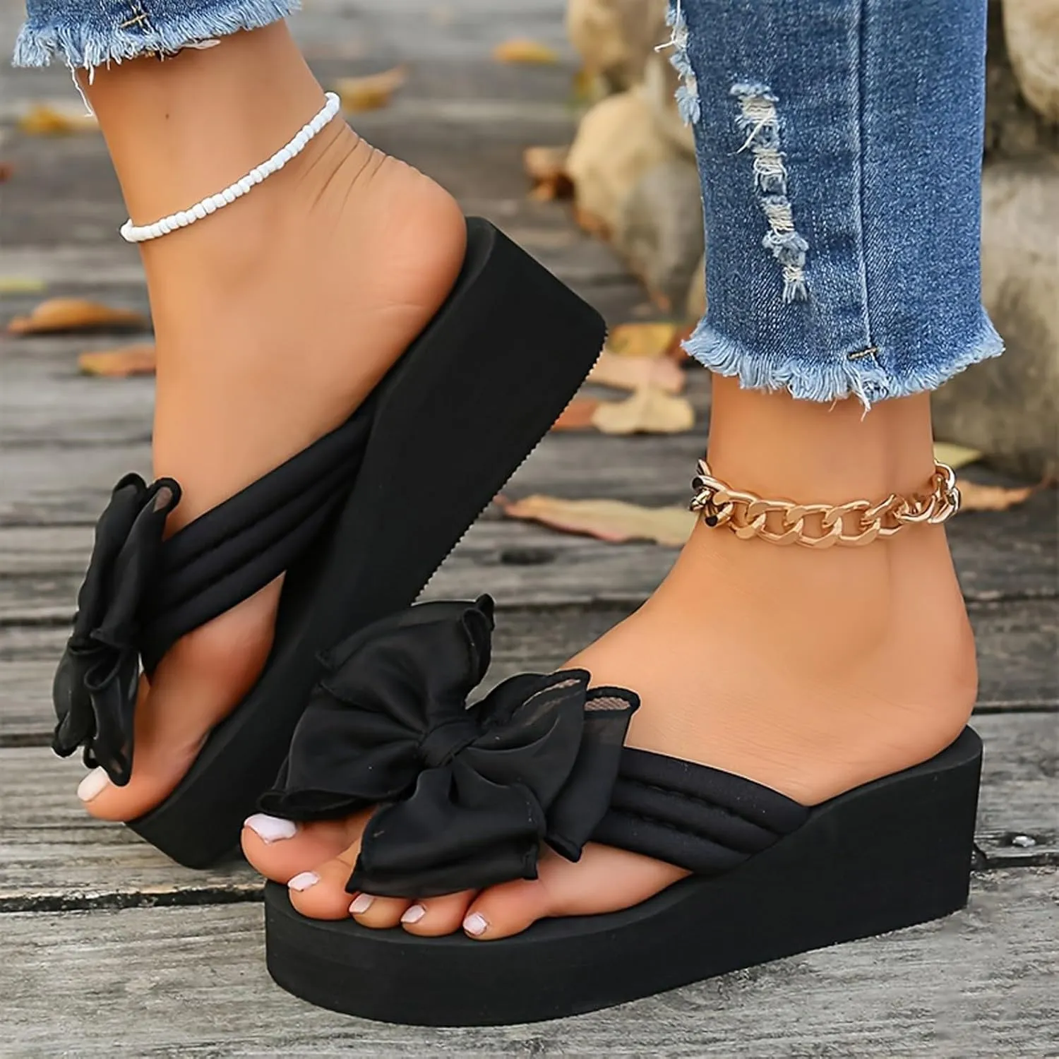 New Plus Size High Heeled Sandals for Women Fashion Beach Women's Shoes Non Slip Flip Flops Womens Dressy Boots Women