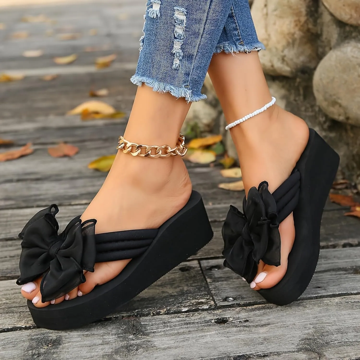 New Plus Size High Heeled Sandals for Women Fashion Beach Women's Shoes Non Slip Flip Flops Womens Dressy Boots Women