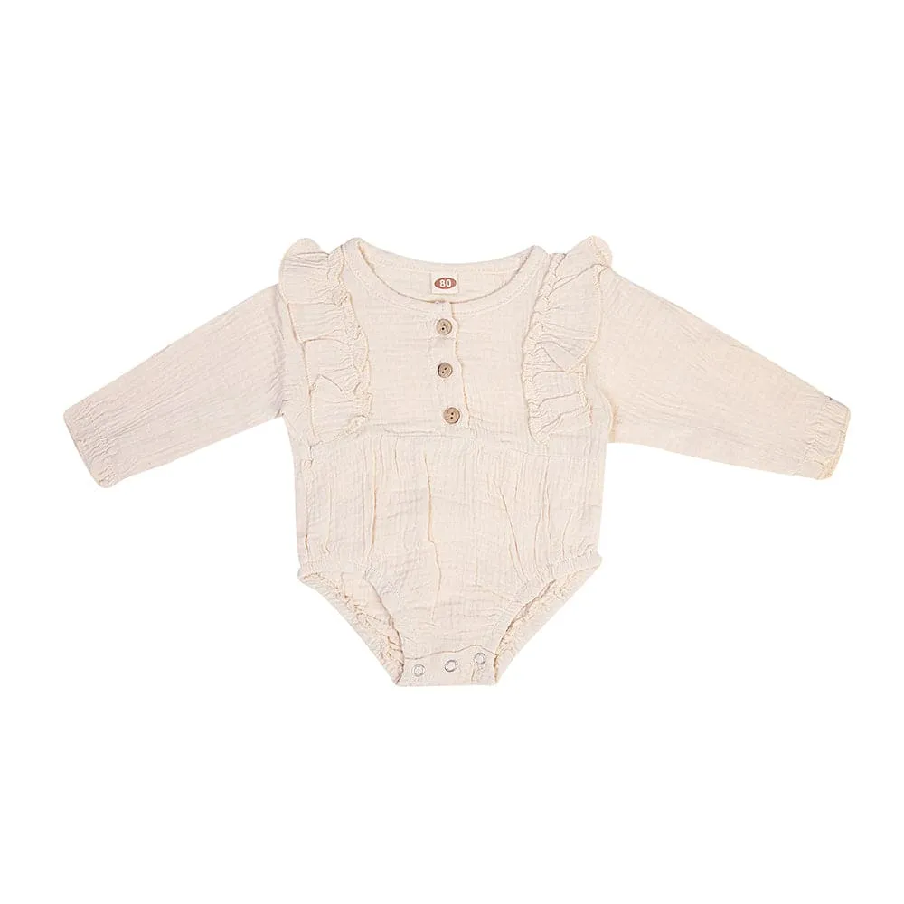 Plain Full Sleeve Cream 1 Piece Romper
