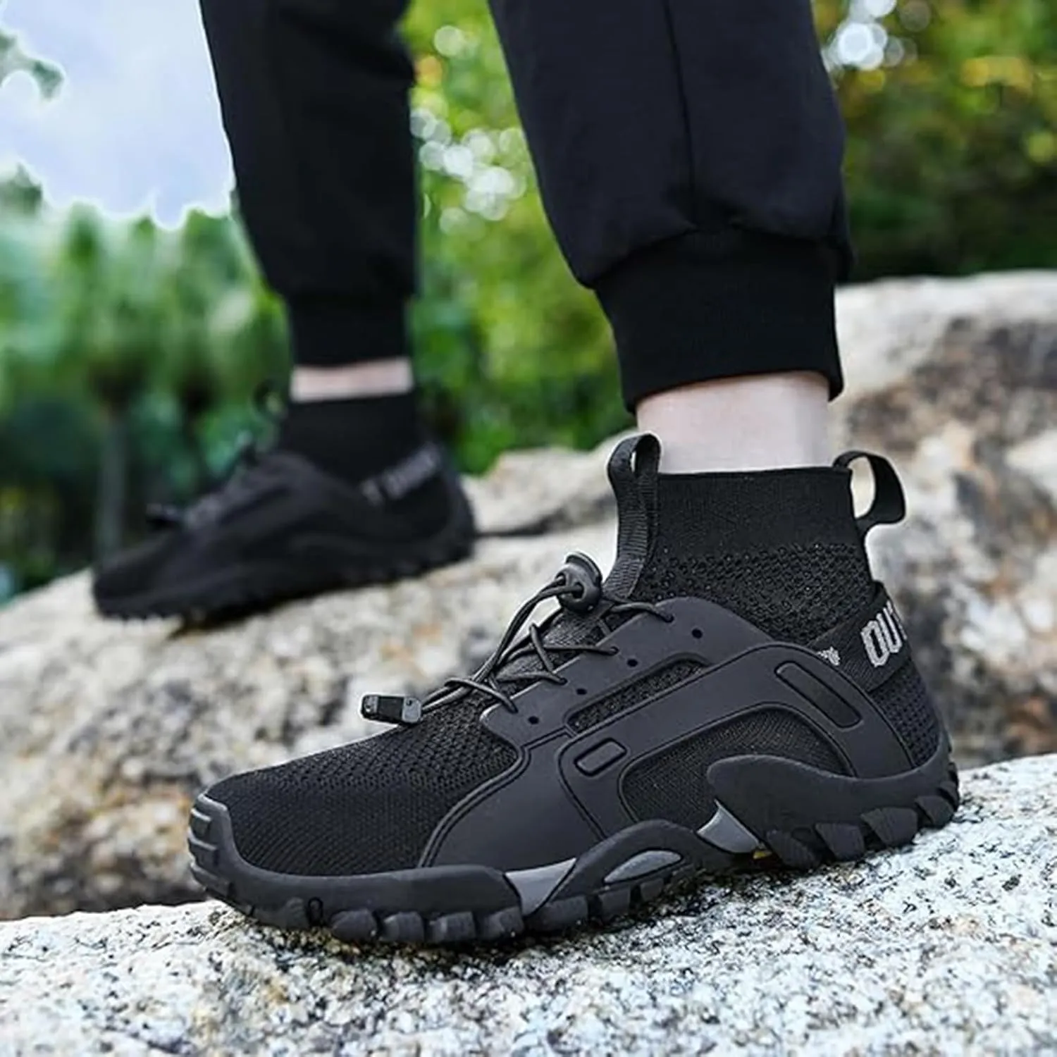 Quick Dry Water Shoes for Outdoor Hiking/Climbing - Men's Lightweight Breathable Sneakers and Women's Fashionable Travel Sneakers,Black-41