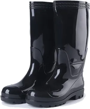 Rubber Boots for Men, Outdoor Durable Slip-resistant Rubber Sole and Steel Toe Mid Calf Waterproof Rain Boots, for Farming Garden Warm Work Fishing Boots