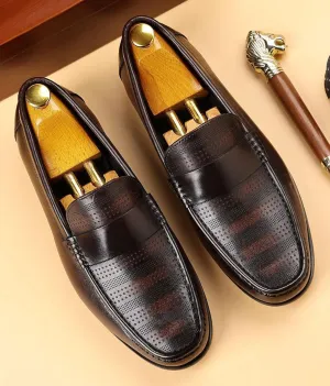 Santimon Men's Leather Penny Loafers Slip-On Casual Shoes - Breathable Driving Moccasins for Summer, Comfort Boat Shoes for Men
