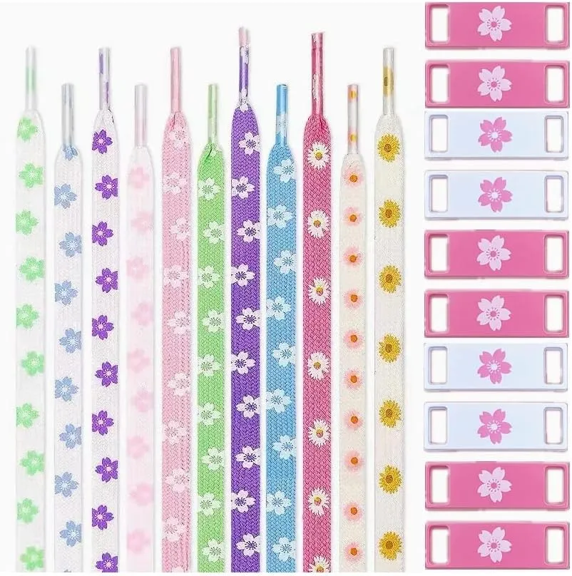 Shoelaces Plate Flat Little Daisies Shoe Laces High-top Canvas Sneakers Sport Running Shoe Strings Outdoor Climbing (Color : Lace3 07, Length : 140CM)