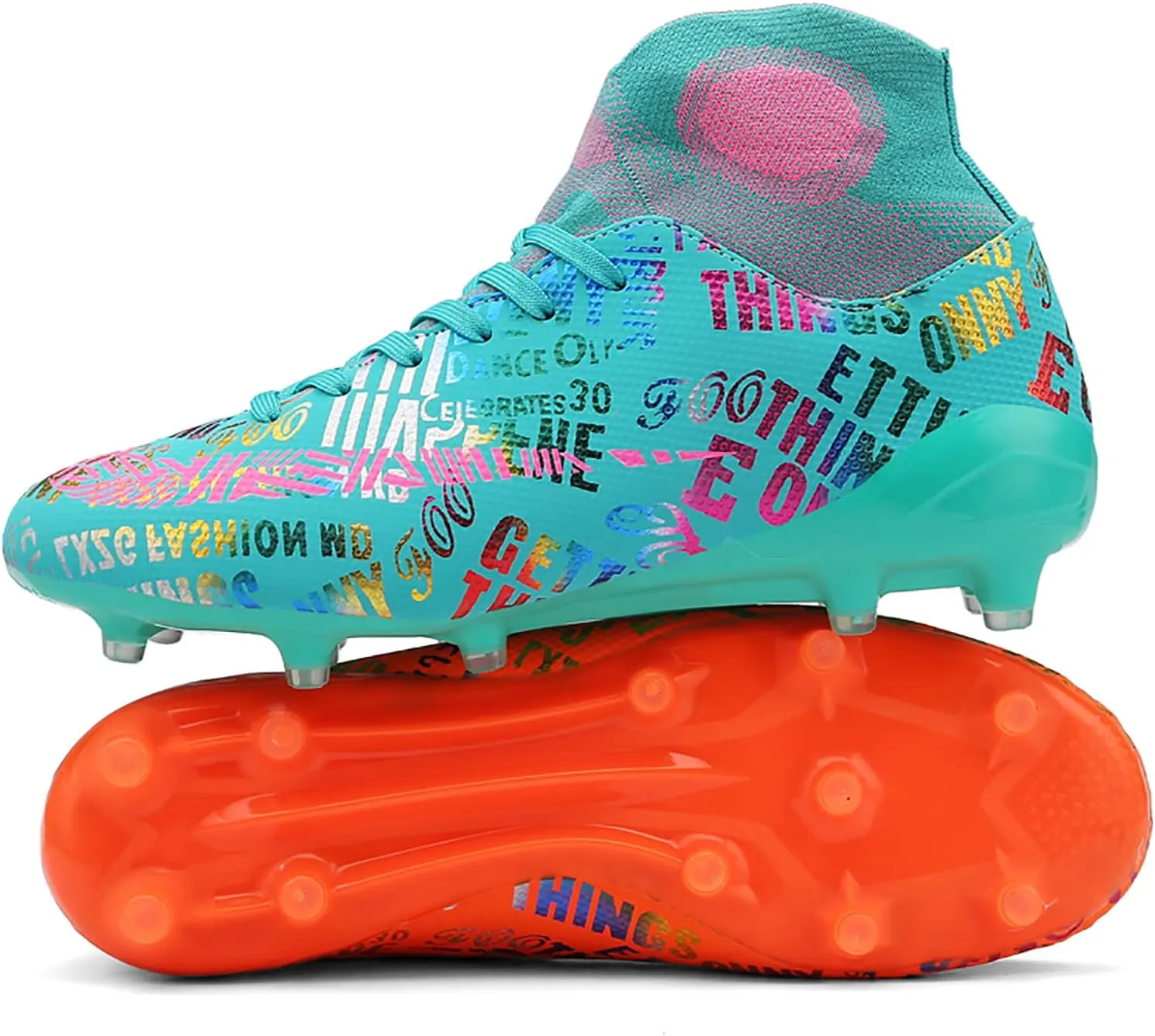 Soccer Cleats Mens Soccer Shoes Boys Professional High-Top Football Boots Indoor Outdoor Competition Training Shoes Comfortable Turf Football Shoes