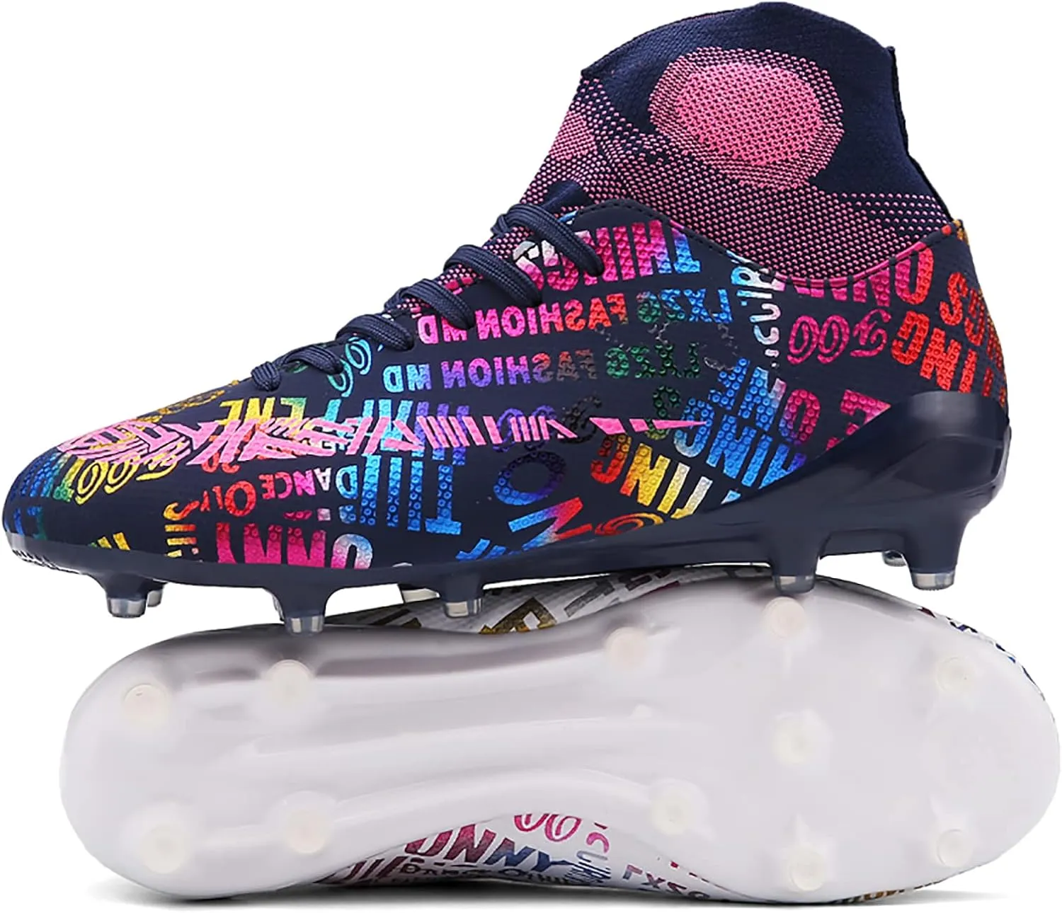 Soccer Cleats Mens Soccer Shoes Boys Professional High-Top Football Boots Indoor Outdoor Competition Training Shoes Comfortable Turf Football Shoes