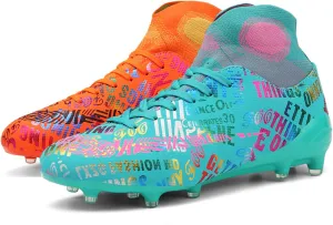 Soccer Cleats Mens Soccer Shoes Boys Professional High-Top Football Boots Indoor Outdoor Competition Training Shoes Comfortable Turf Football Shoes