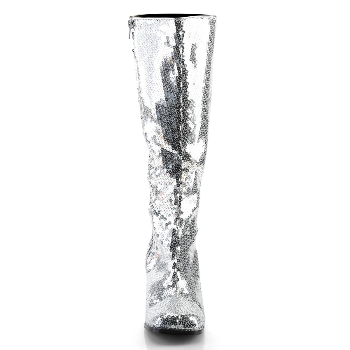 SPECTACUL-300SQ Bordello Spectacular Silver Sequins Kinky Boots (Bordello Heels)
