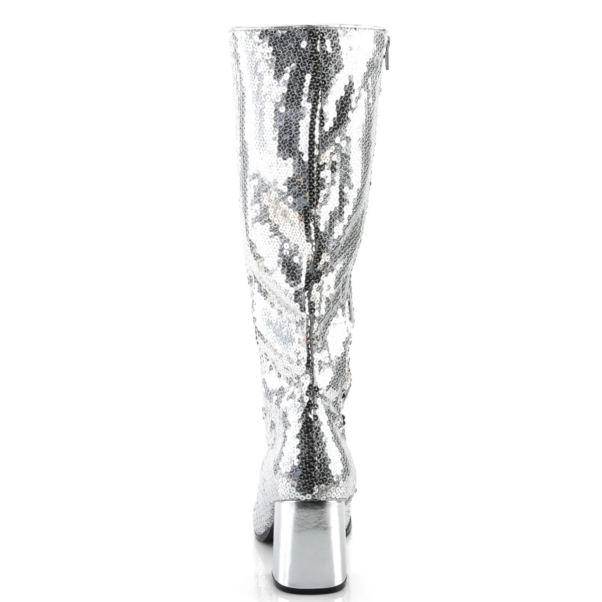SPECTACUL-300SQ Bordello Spectacular Silver Sequins Kinky Boots (Bordello Heels)
