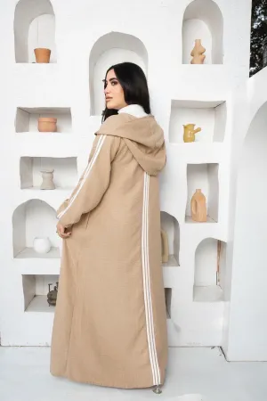 Sporty Chic Hooded Abaya - CAFE